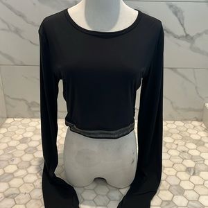 ❌CLEARANCE Victoria Secret Sport Athletic Black Long Sleeve Cropped Top Size L